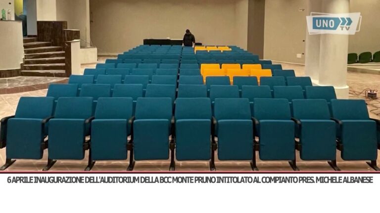 Roscigno, il 6 aprile inaugurazione dell’auditorium della Bcc Monte Pruno che sarà intitolato al compianto presidente Michele Albanese